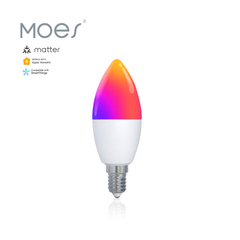 MOES Bombillo LED Vela E14 RGB+CW 6W